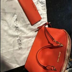 Michael Kors Vibrant Coral Satchel and Wallet